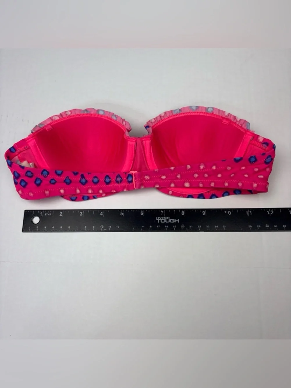 American Eagle Women 32A Bikini Top Swimsuit Pink Purple Diamonds Strapless